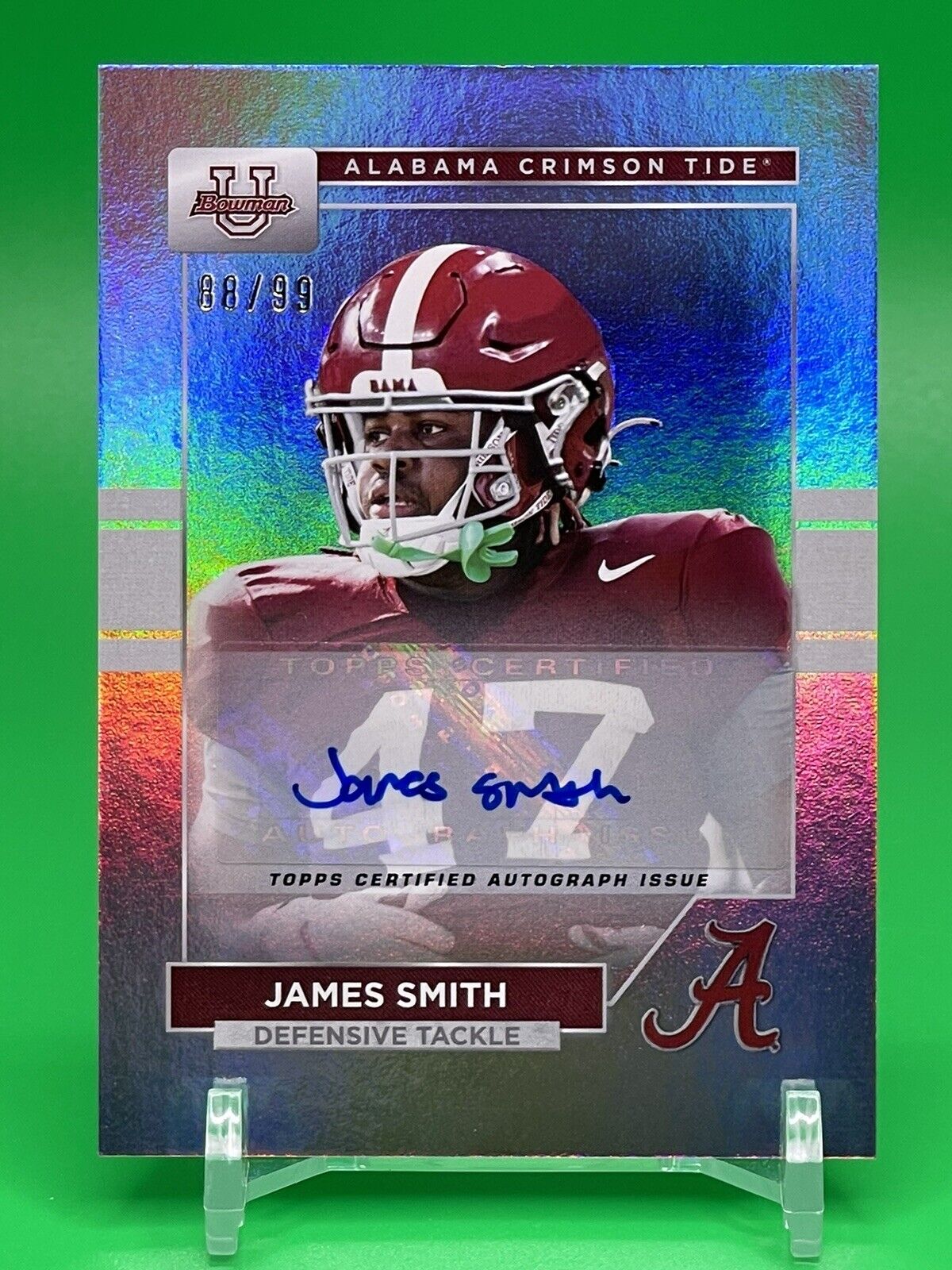 2023 Bowman U Alabama JAMES SMITH Rainbow Foil Auto 88/99