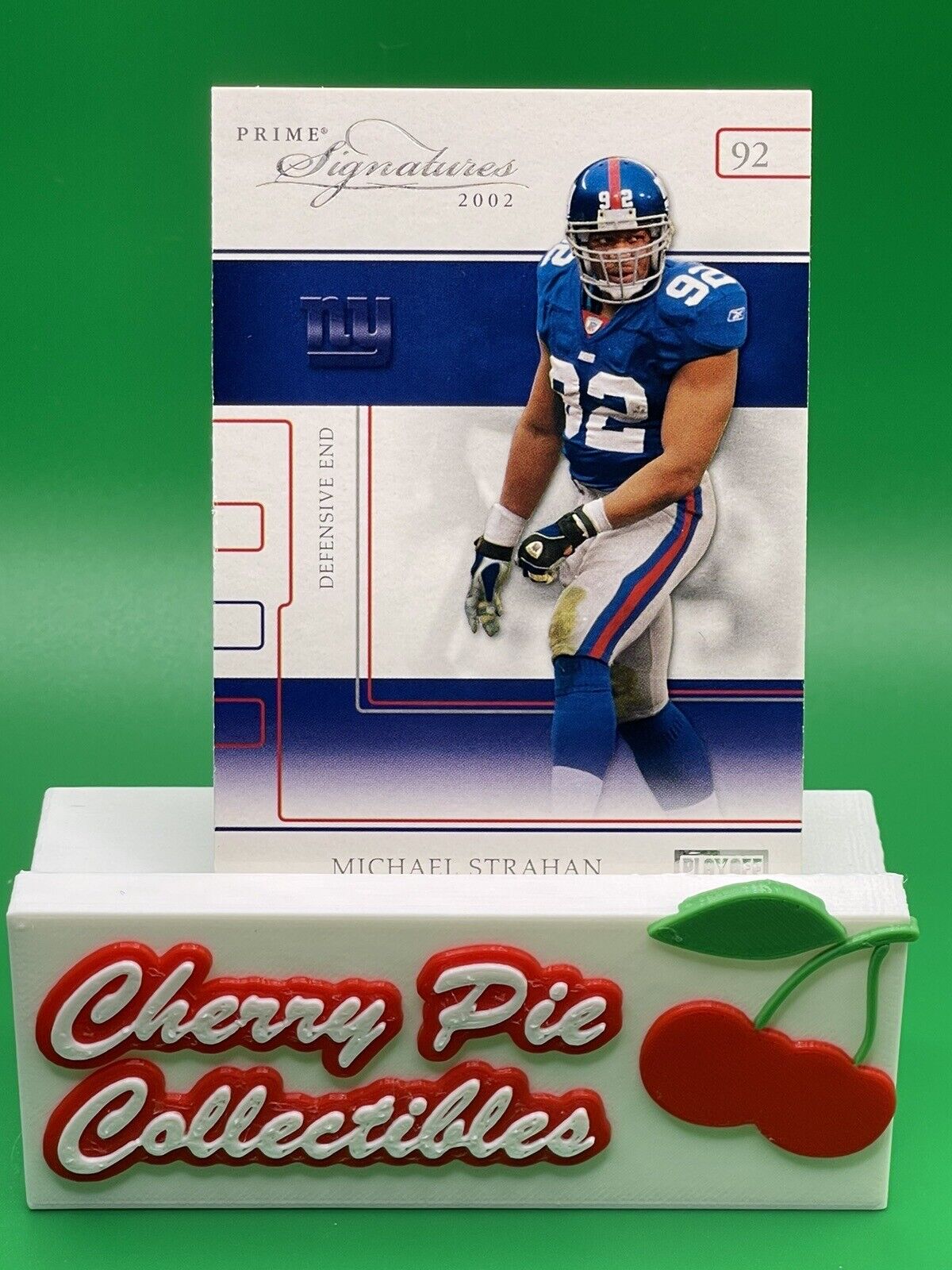 2002 Playoff Prime Signatures MICHAEL STRAHAN #32 SAMPLE HOF