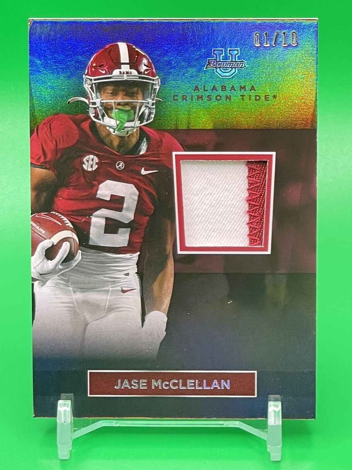 2023 Bowman U Alabama JASE McCLELLAN Black Foil Relic 2-Color Patch 01/10