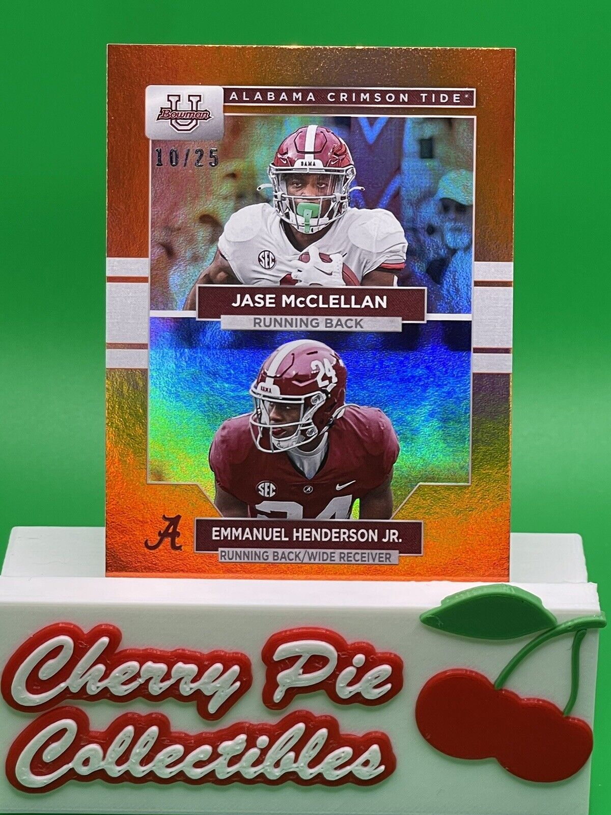 2023 Bowman U Alabama JASE McCLELLAN / EMMANUEL HENDERSON JR. Orange Foil 10/25