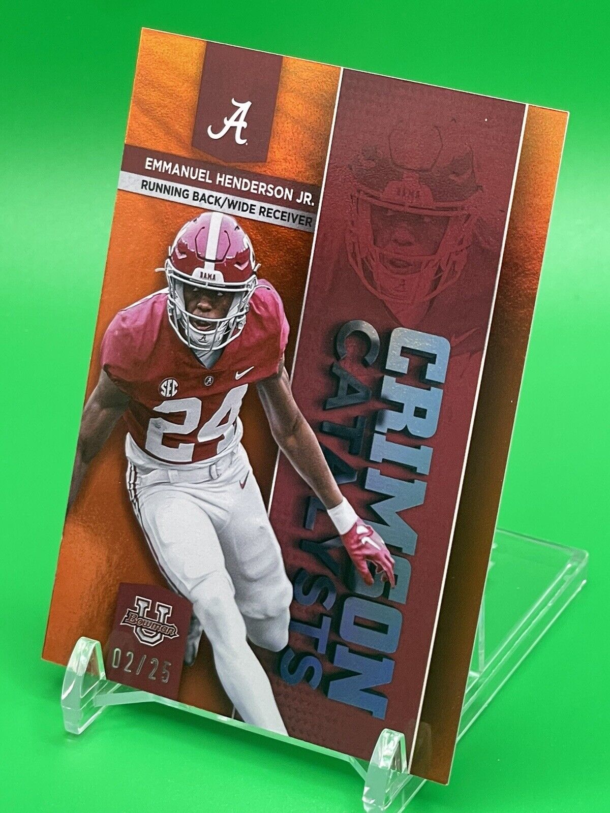 2023 Bowman U Alabama EMMANUEL HENDERSON JR. CRIMSON CATALYSTS Orange Foil 02/25