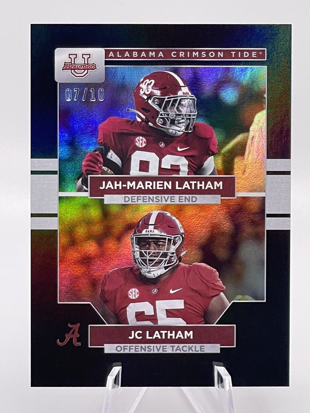 2023 Bowman U Alabama JAH-MARIEN LATHAM / JC LATHAM Black Foil 7/10 University