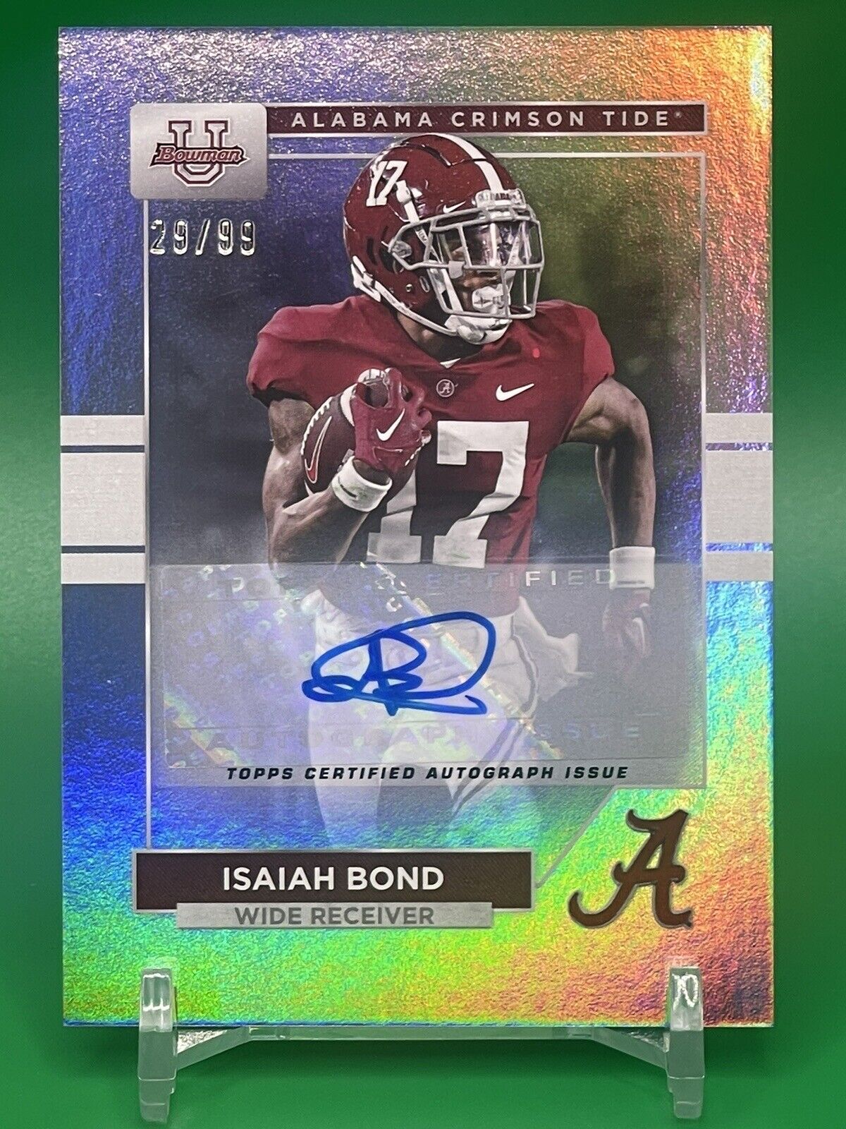 2023 Bowman U Alabama ISAIAH BOND Rainbow Foil AUTO 29/99 LONGHORNS