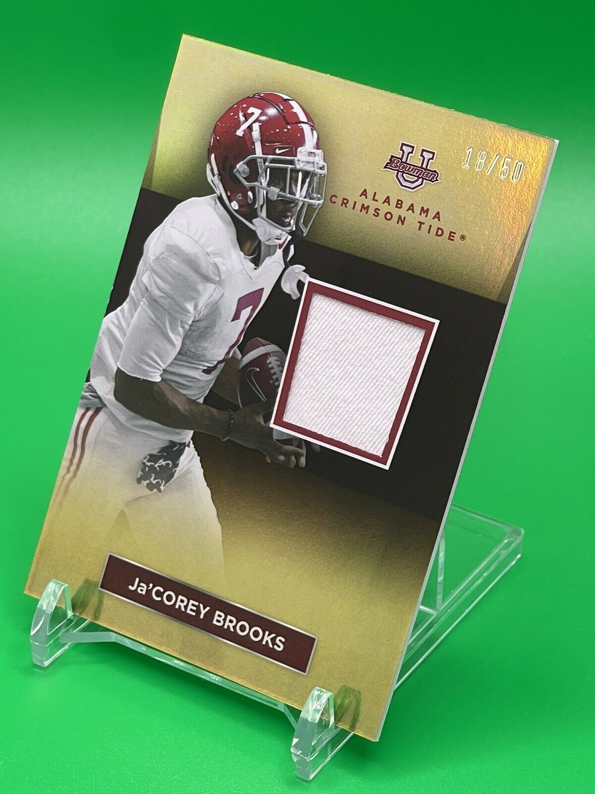 2023 Bowman U Alabama Ja’COREY BROOKS Gold Foil Relic Patch 18/50