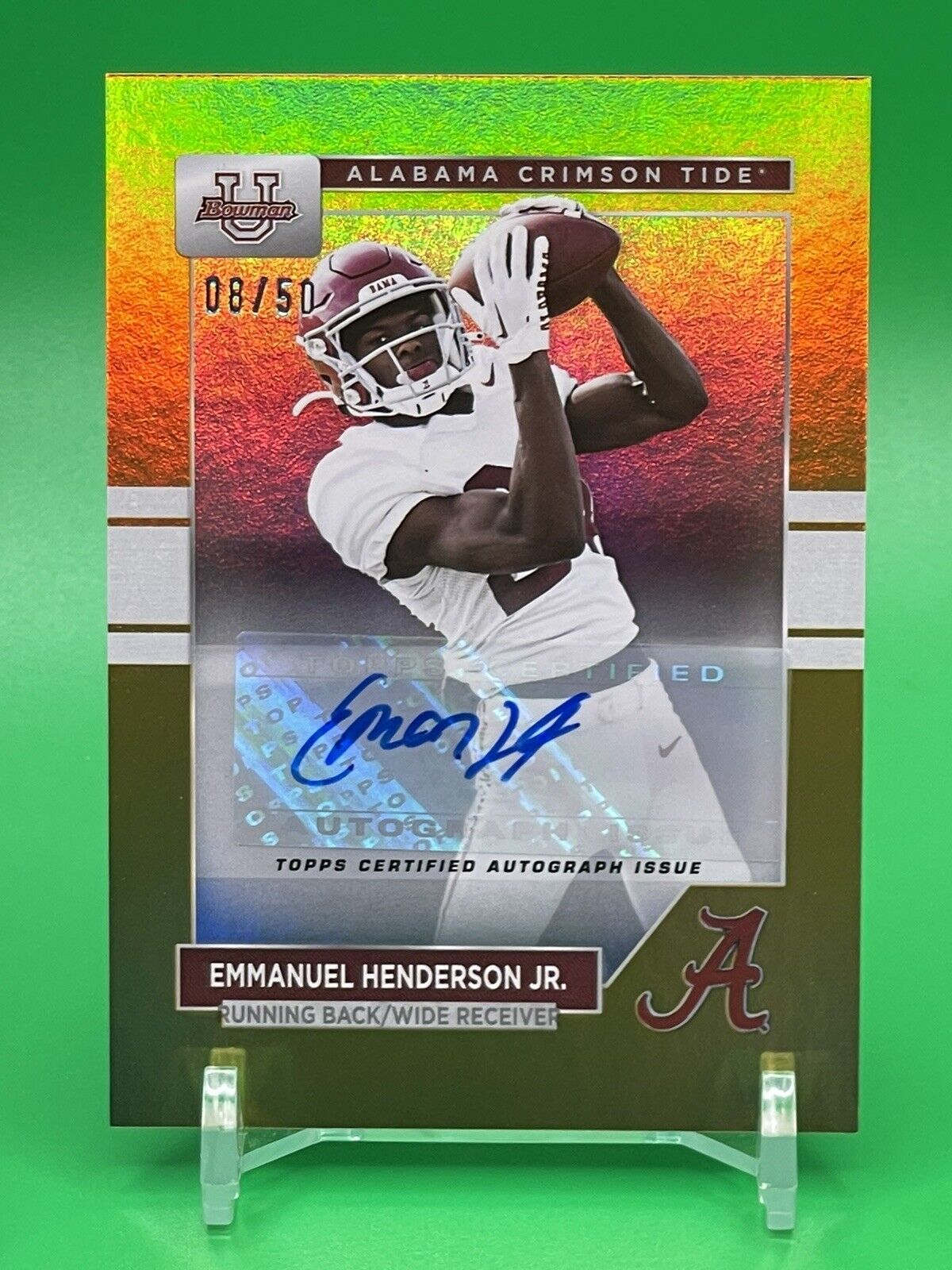 2023 Bowman U Alabama EMMANUEL HENDERSON JR. Gold Foil AUTO 08/50