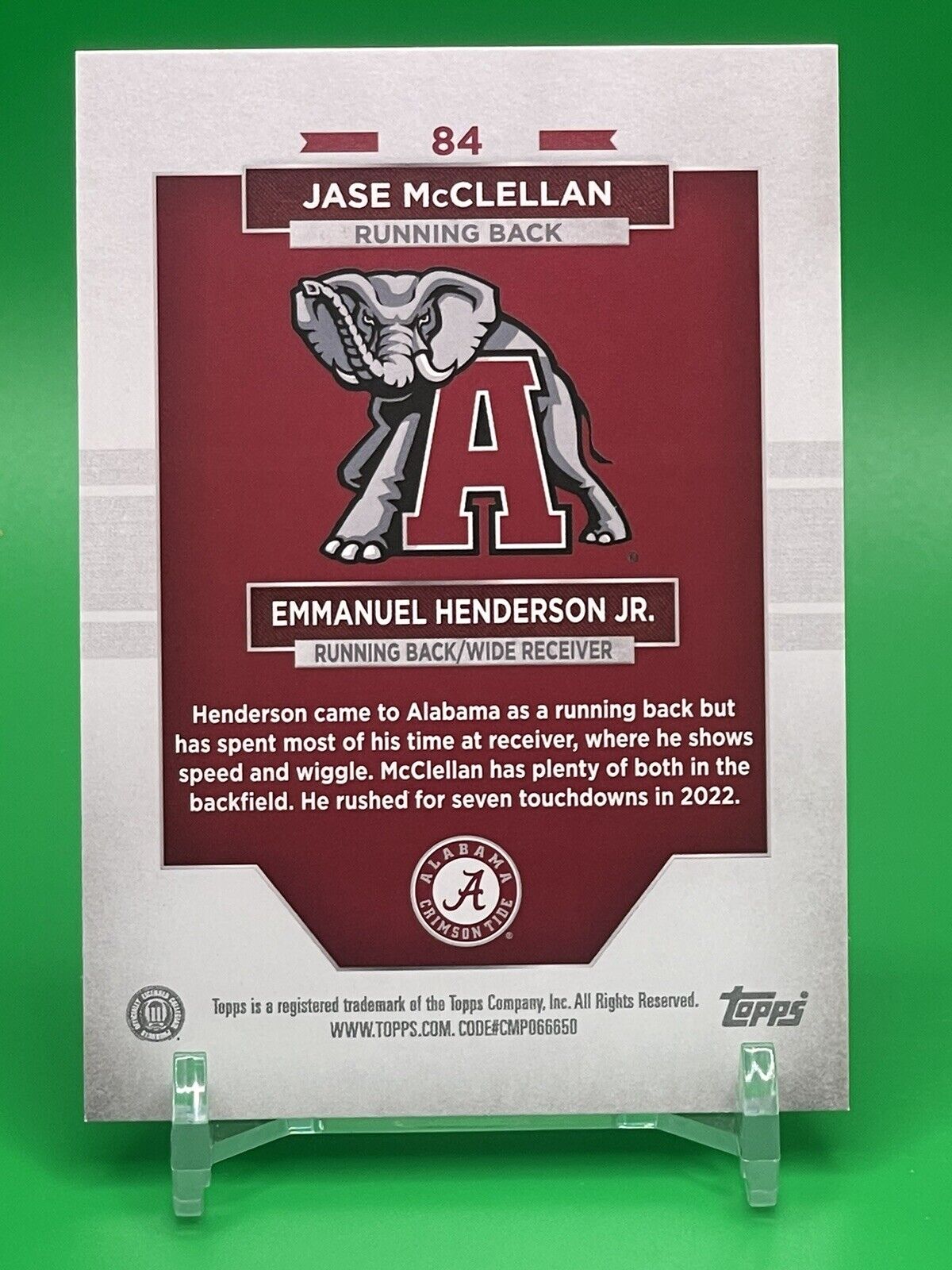 2023 Bowman U Alabama JASE McCLELLAN / EMMANUEL HENDERSON JR. Orange Foil 01/25