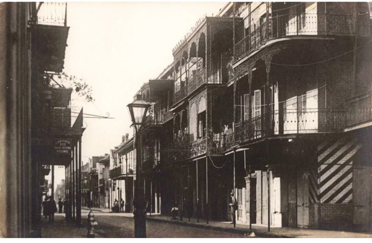 Balconies St. Peter Street New Orleans Louisiana LA c1940 Real Photo RPPC