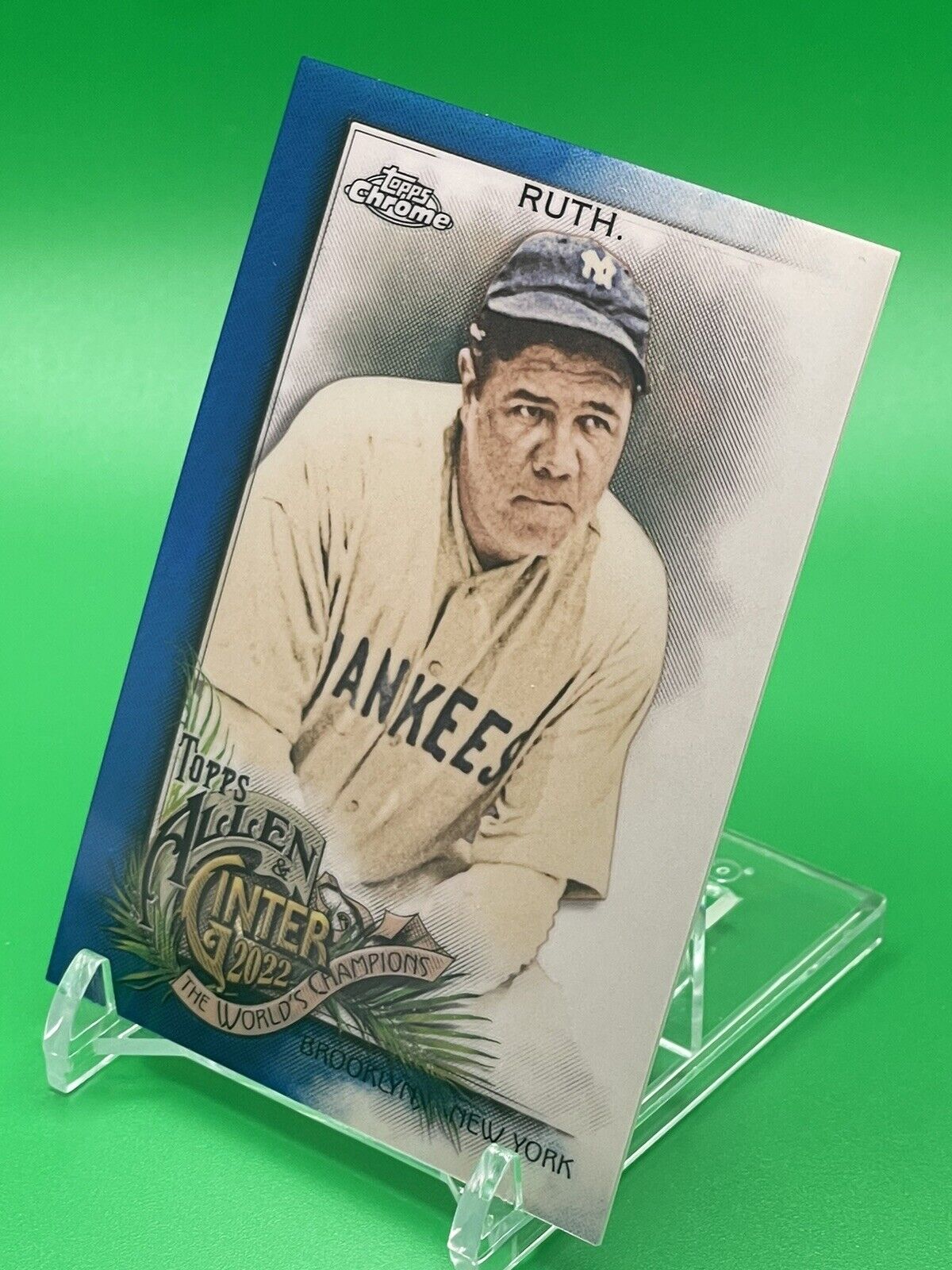 2022 Topps Allen & Ginter Chrome BABE RUTH Yankees #42 Blue Refractor 017/150