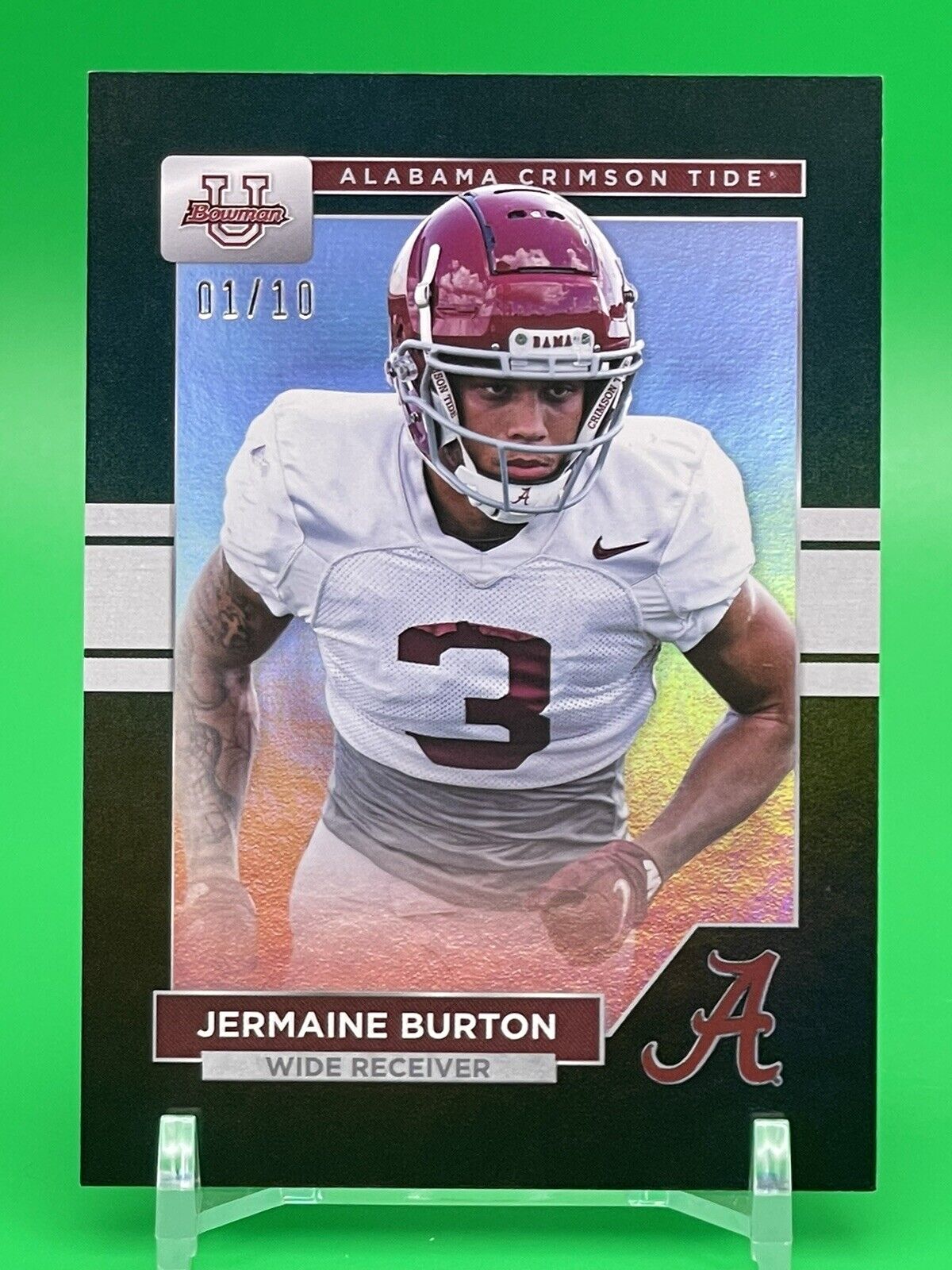 2023 Bowman U Alabama JERMAINE BURTON Black Foil Parallel 01/10 ! BENGALS