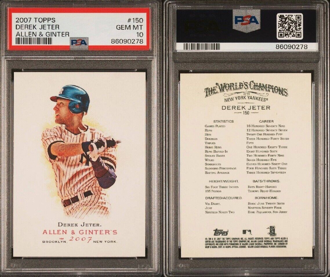 💎 2007 Topps Allen & Ginter #150 DEREK JETER YANKEES HOF PSA 10 GEM MT