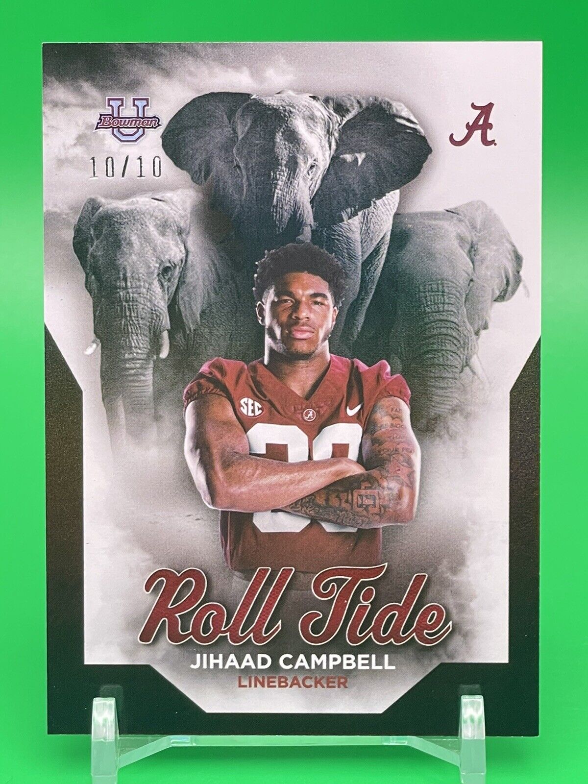 2023 Bowman U Alabama JIHAAD CAMPBELL ROLL TIDE Black Foil Parallel 10/10 !