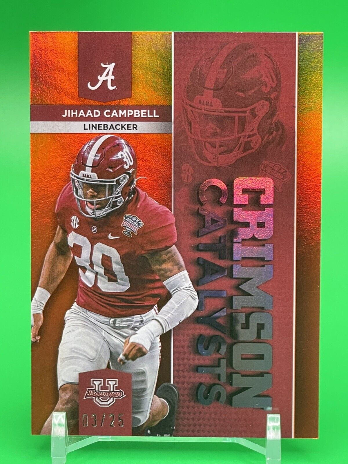 2023 Bowman U Alabama CRIMSON CATALYSTS JIHAAD CAMPBELL Orange Foil 03/25