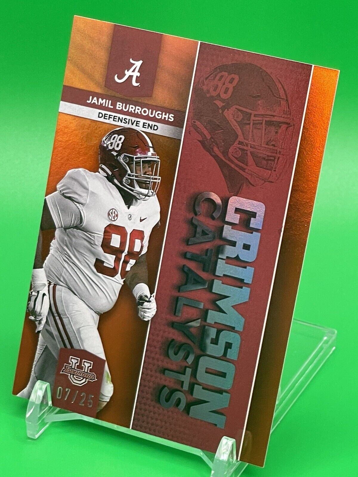 2023 Bowman U Alabama JAMIL BURROUGHS CRIMSON CATALYSTS Orange Foil 07/25