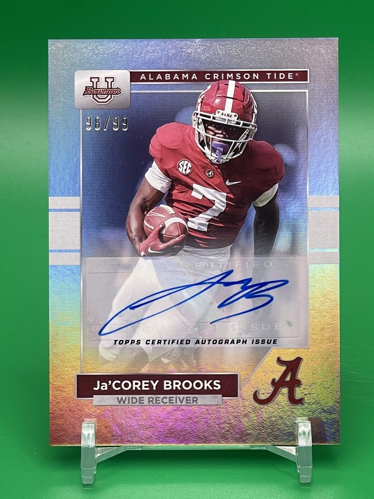 2023 Bowman U Alabama Ja’COREY BROOKS Rainbow Foil Auto 98/99