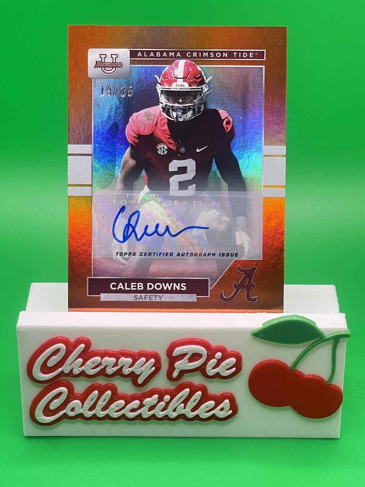 2023 Bowman U Alabama CALEB DOWNS Orange Foil AUTO 19/25 OHIO STATE