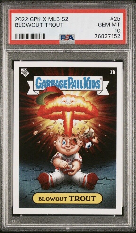 MIKE TROUT 2022 Topps GPK X MLB Series 2 BLOWOUT TROUT Garbage Pail Kids PSA 10