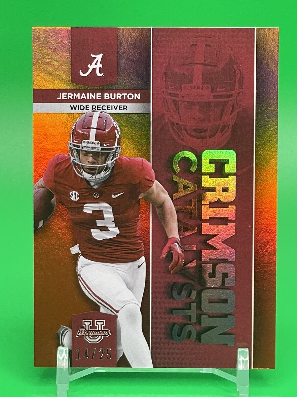 2023 Bowman U Alabama JERMAINE BURTON CRIMSON CATALYSTS Orange Foil 14/25