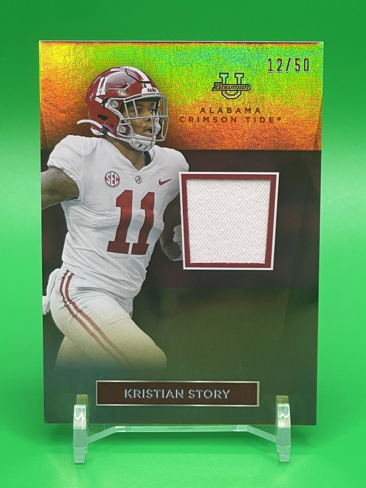 2023 Bowman U Alabama KRISTIAN STORY Relic Gold Foil Patch 12/50