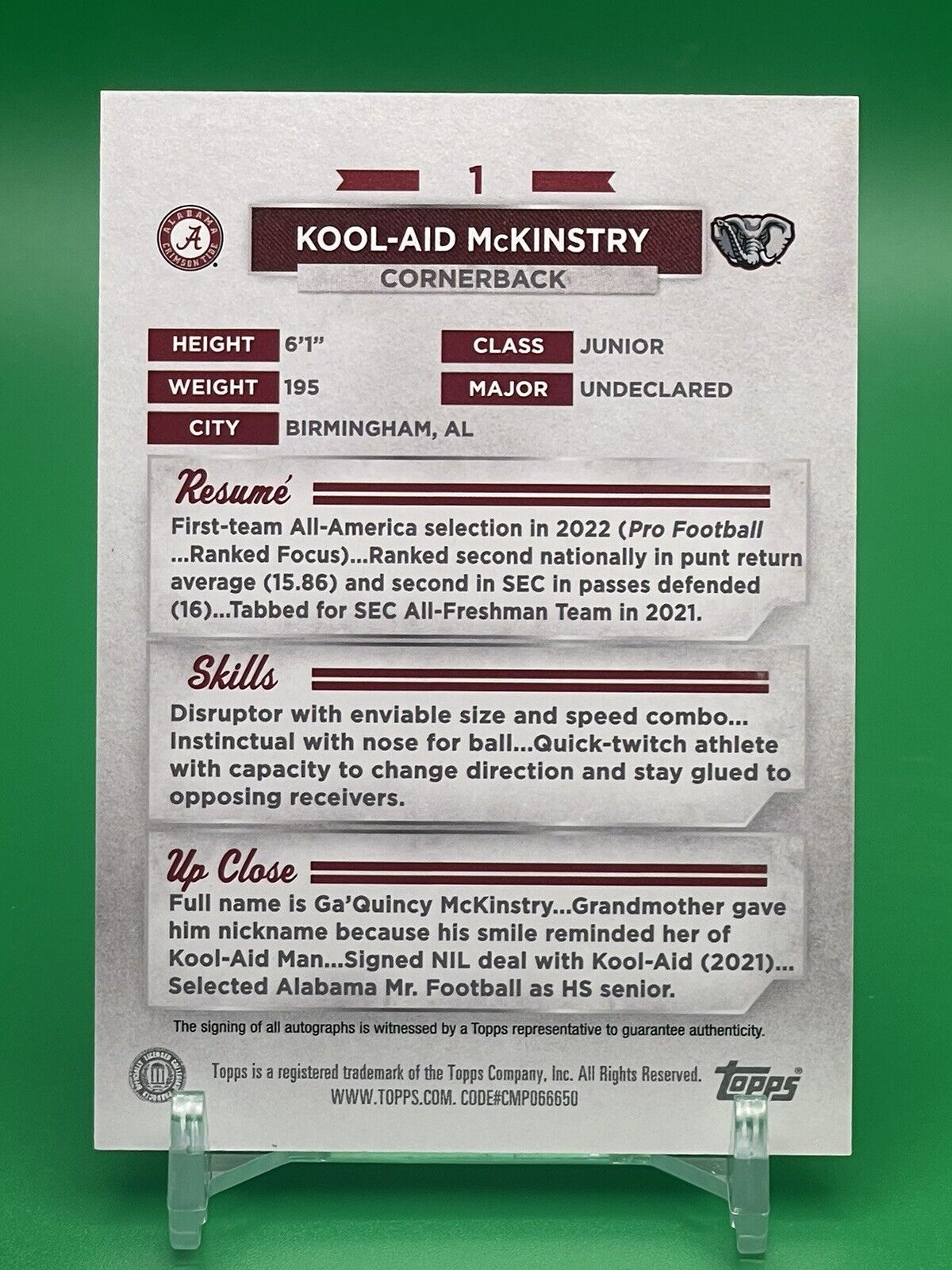 2023 Bowman U Alabama Bowman University KOOL-AID McKINSTRY AUTO SAINTS