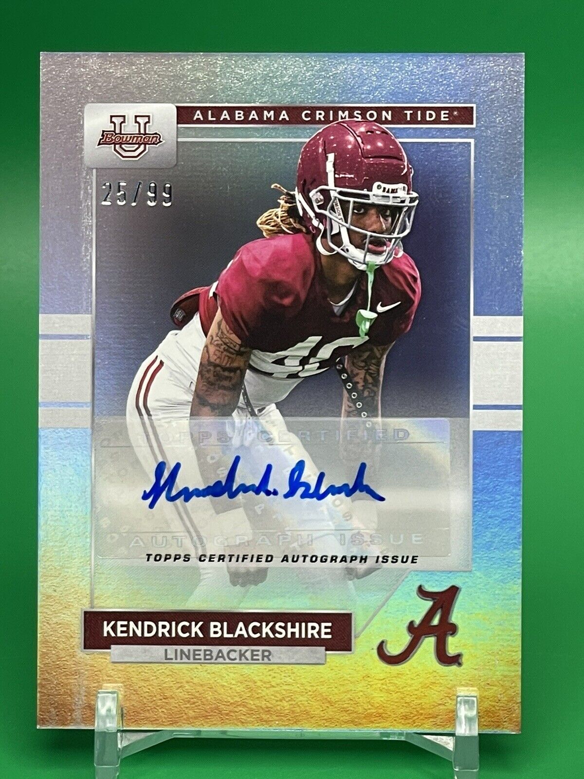 2023 Bowman U Alabama KENDRICK BLACKSHIRE Rainbow Foil Auto 25/99