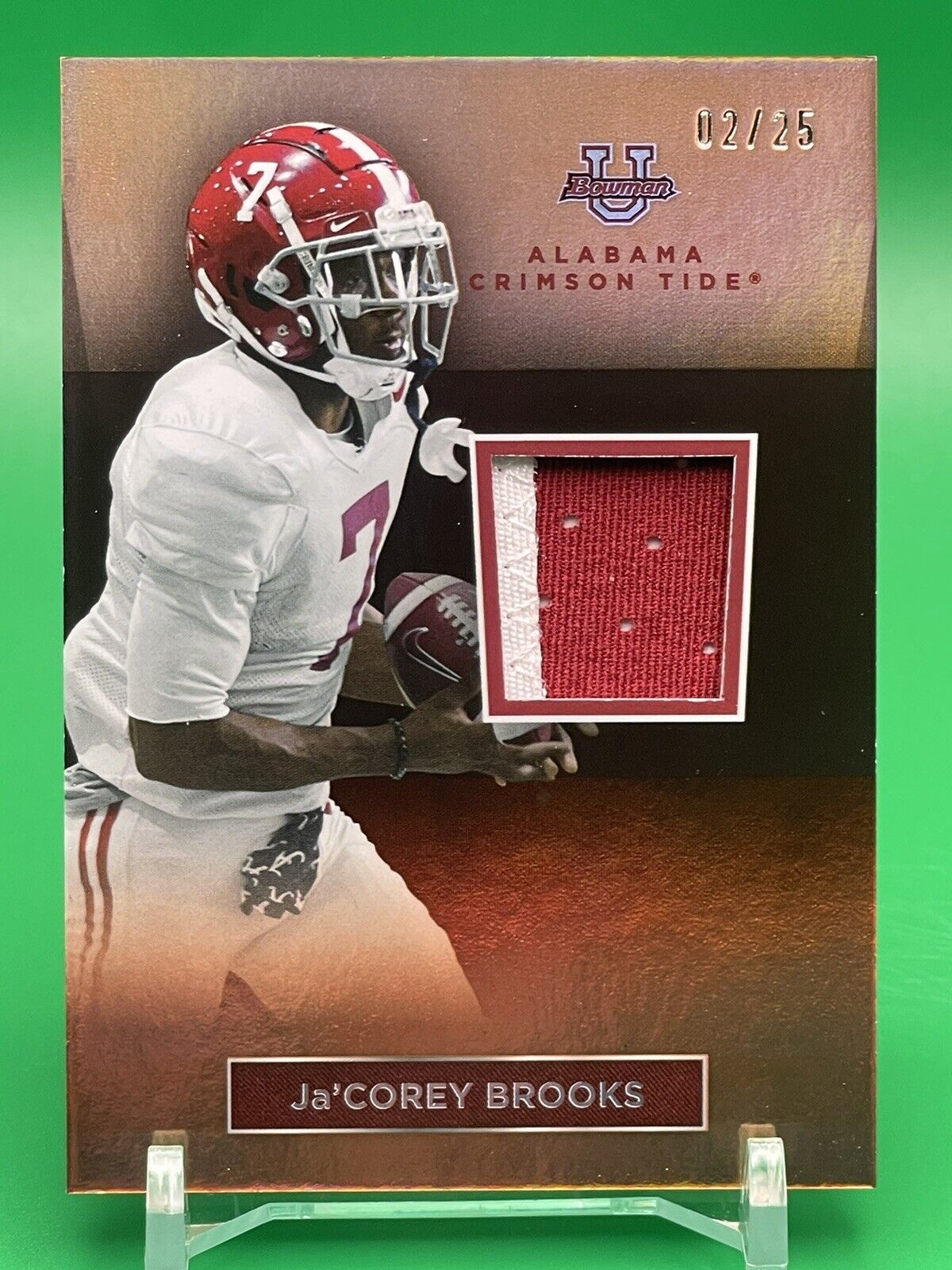 2023 Bowman U Alabama Ja’COREY BROOKS Orange Foil Relic Patch 02/25