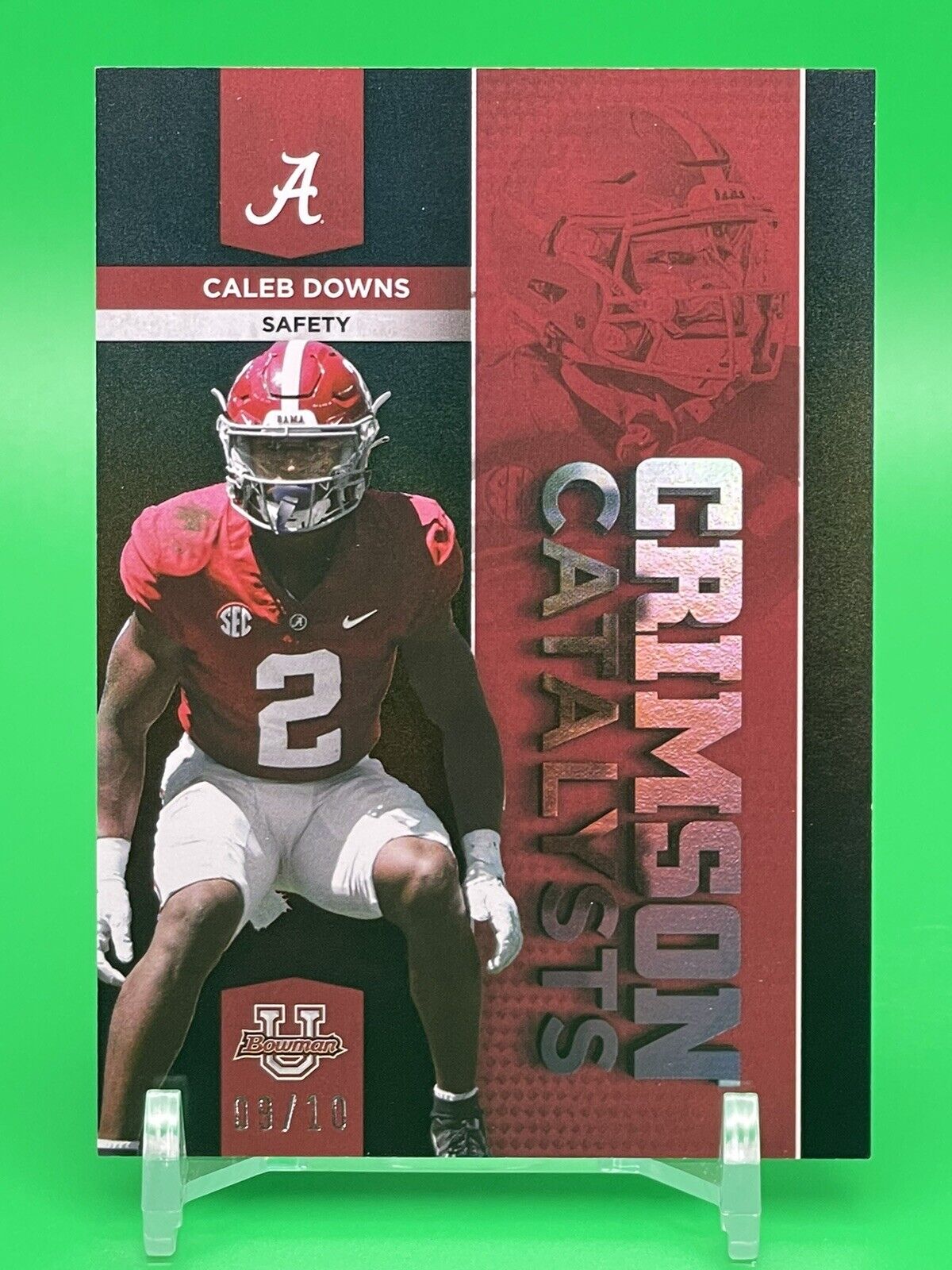 2023 Bowman U Alabama CALEB DOWNS CRIMSON CATALYSTS Black Foil Parallel 9/10