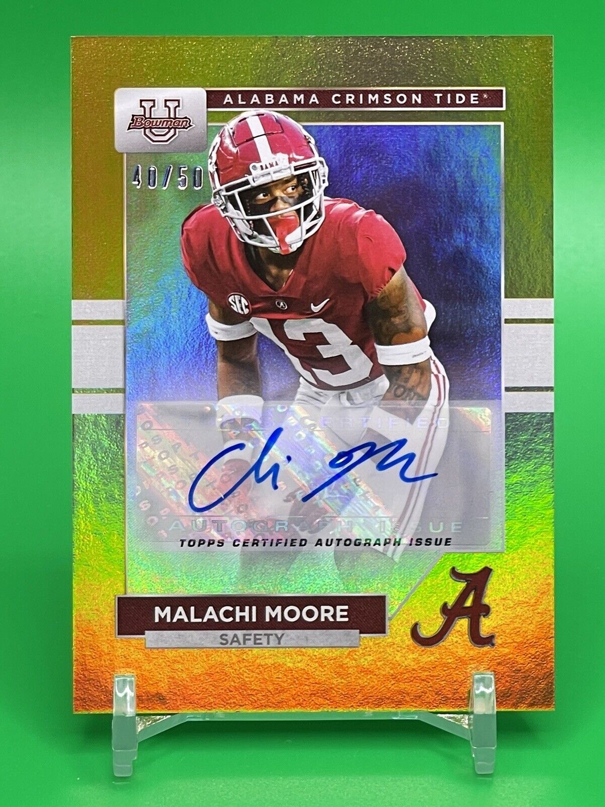 2023 Bowman U Alabama MALACHI MOORE Gold Foil AUTO 40/50