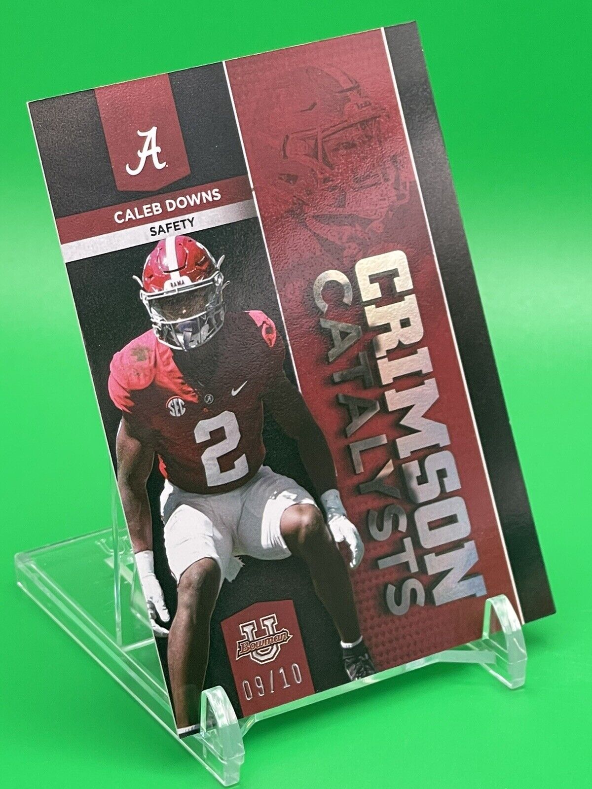 2023 Bowman U Alabama CALEB DOWNS CRIMSON CATALYSTS Black Foil Parallel 9/10