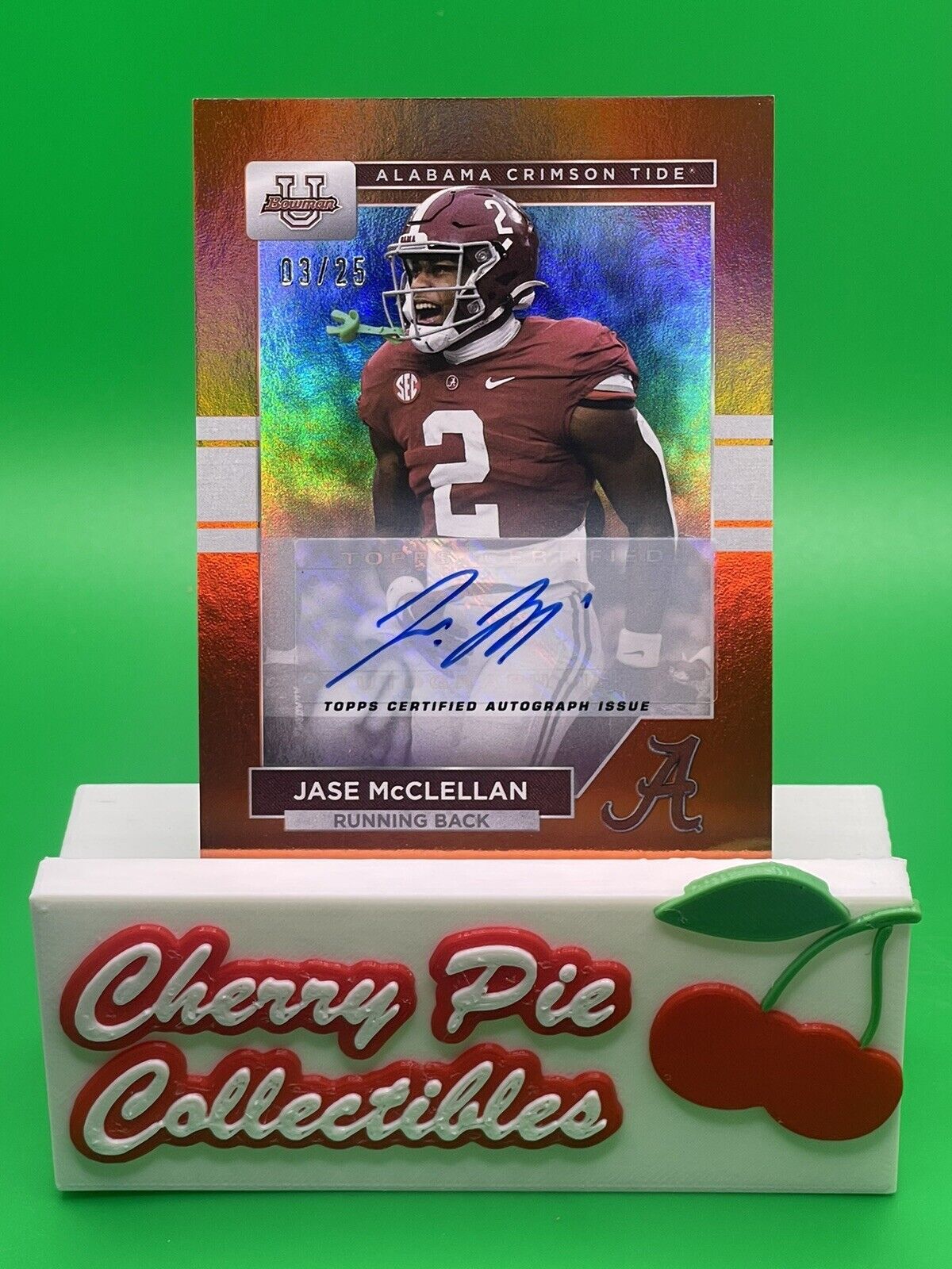 2023 Bowman U Alabama JASE McCLELLAN Orange Foil AUTO 03/25 FALCONS