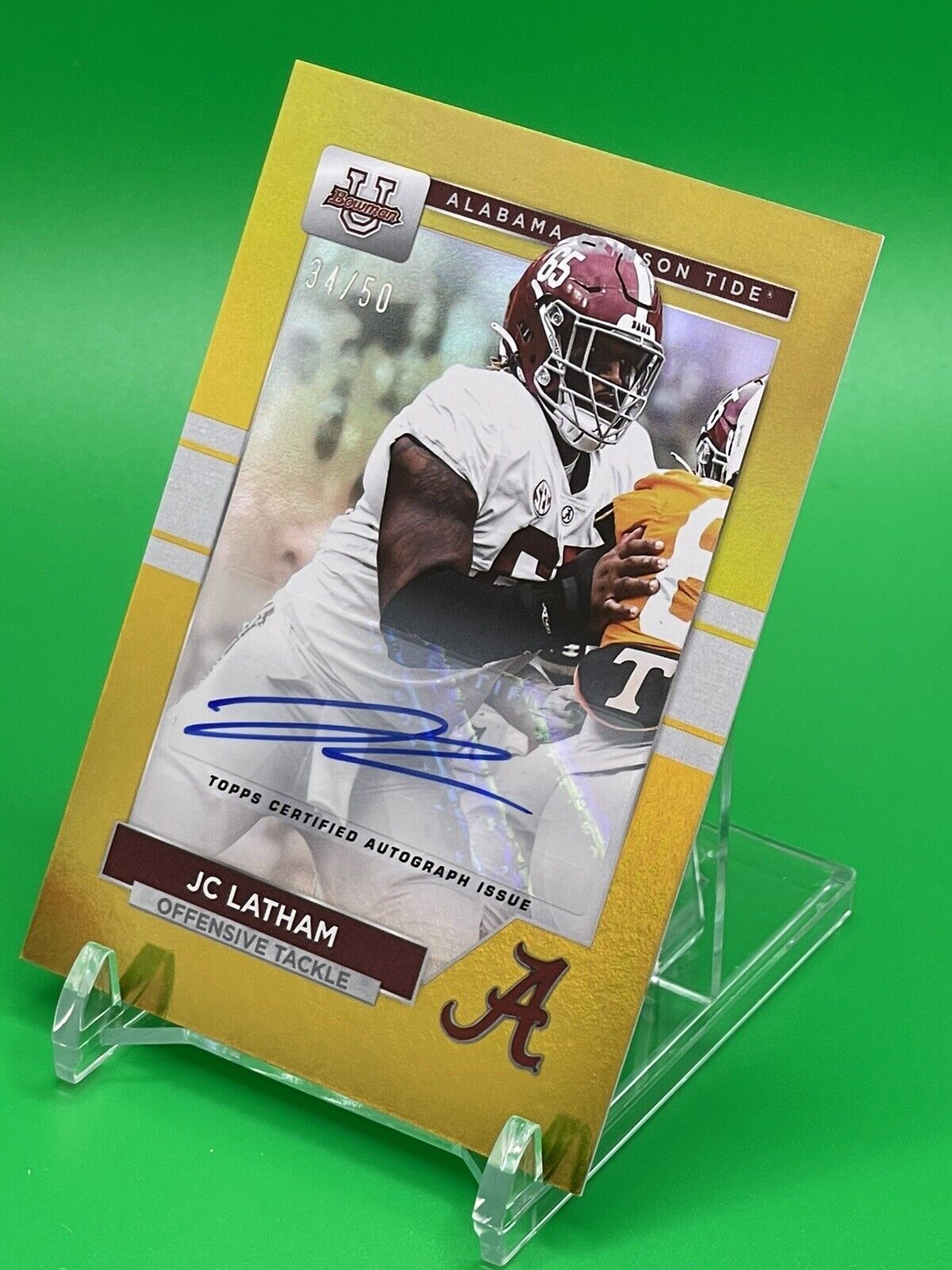 2023 Bowman U Alabama JC LATHAM Gold Foil AUTO 34/50