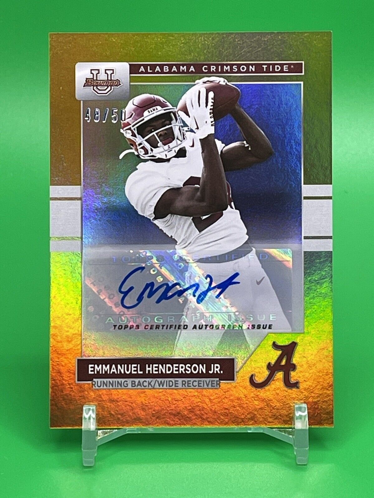 2023 Bowman U Alabama EMMANUEL HENDERSON JR. Gold Foil AUTO 48/50