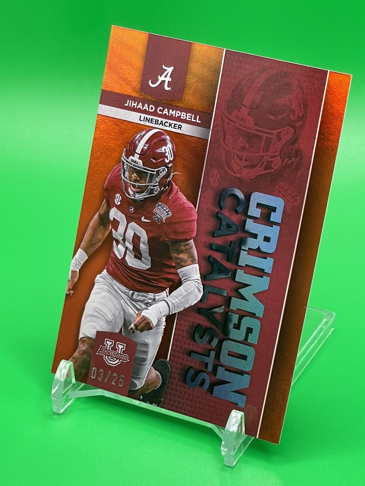 2023 Bowman U Alabama CRIMSON CATALYSTS JIHAAD CAMPBELL Orange Foil 03/25