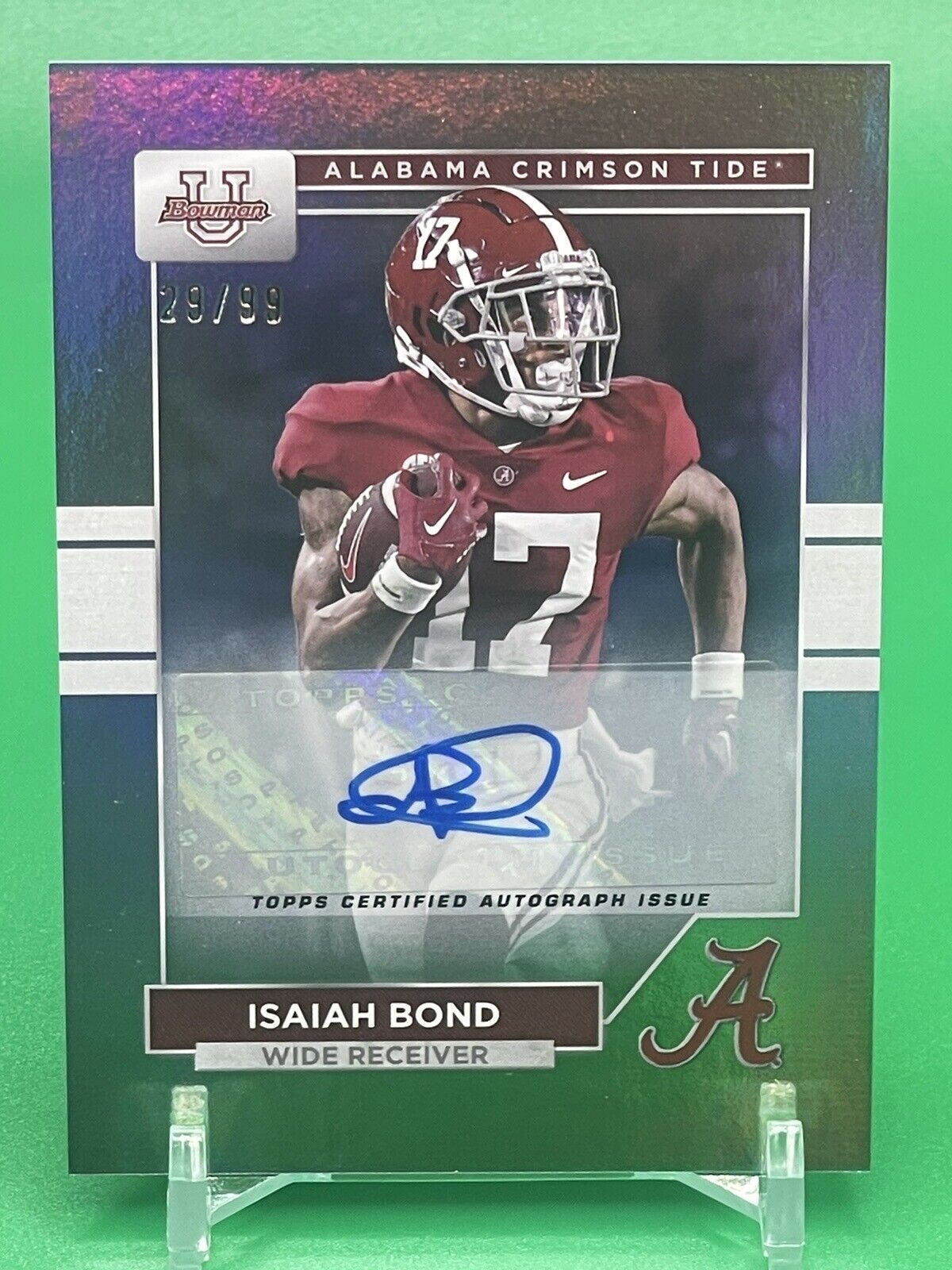 2023 Bowman U Alabama ISAIAH BOND Rainbow Foil AUTO 29/99 LONGHORNS