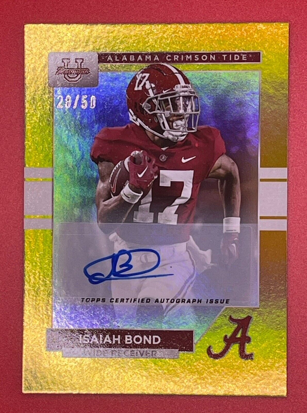 2023 Bowman U Alabama ISAIAH BOND Gold Foil AUTO 28/50 LONGHORNS