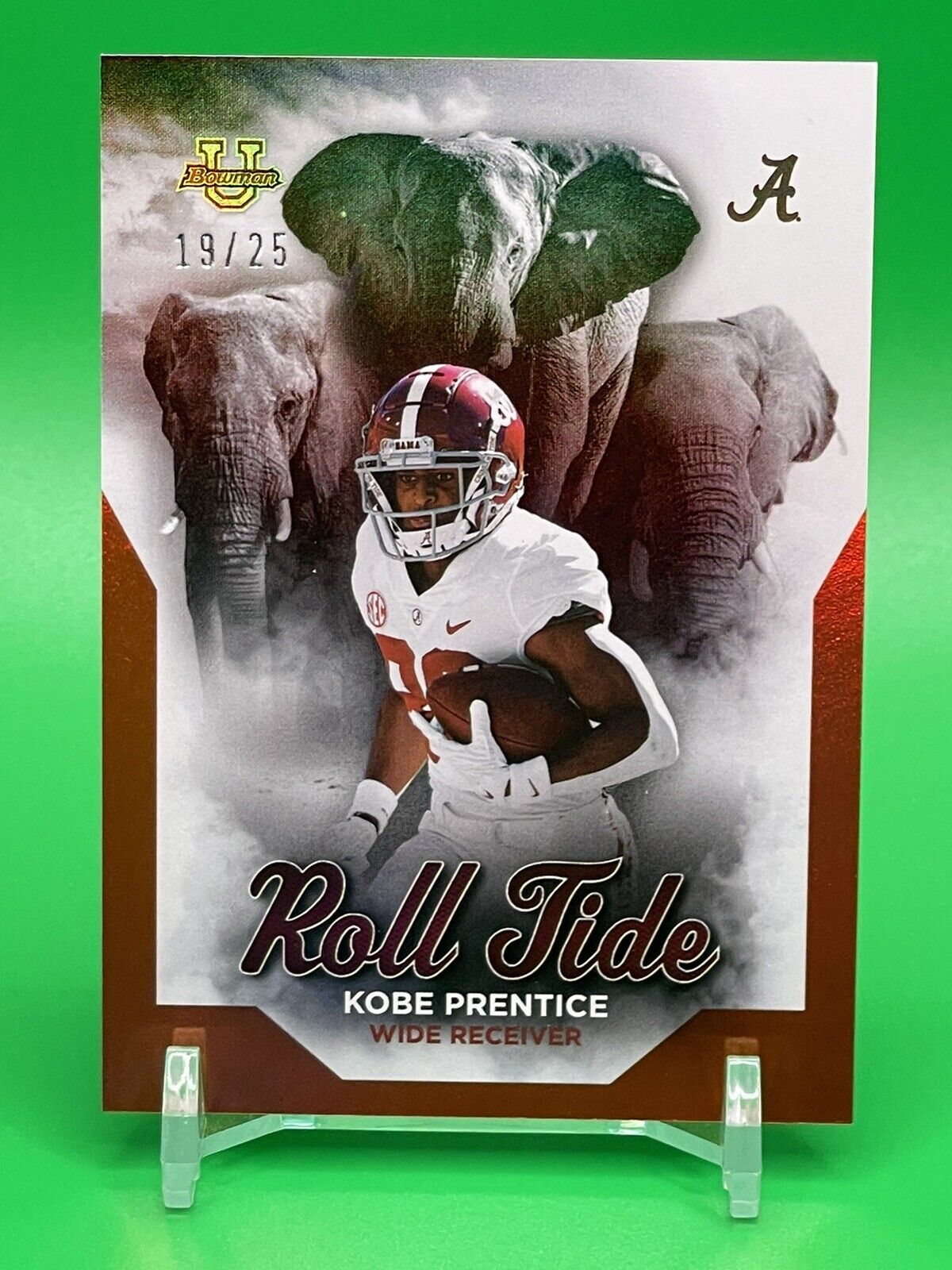 2023 Bowman U Alabama KOBE PRENTICE Orange Foil ROLL TIDE Parallel 19/25