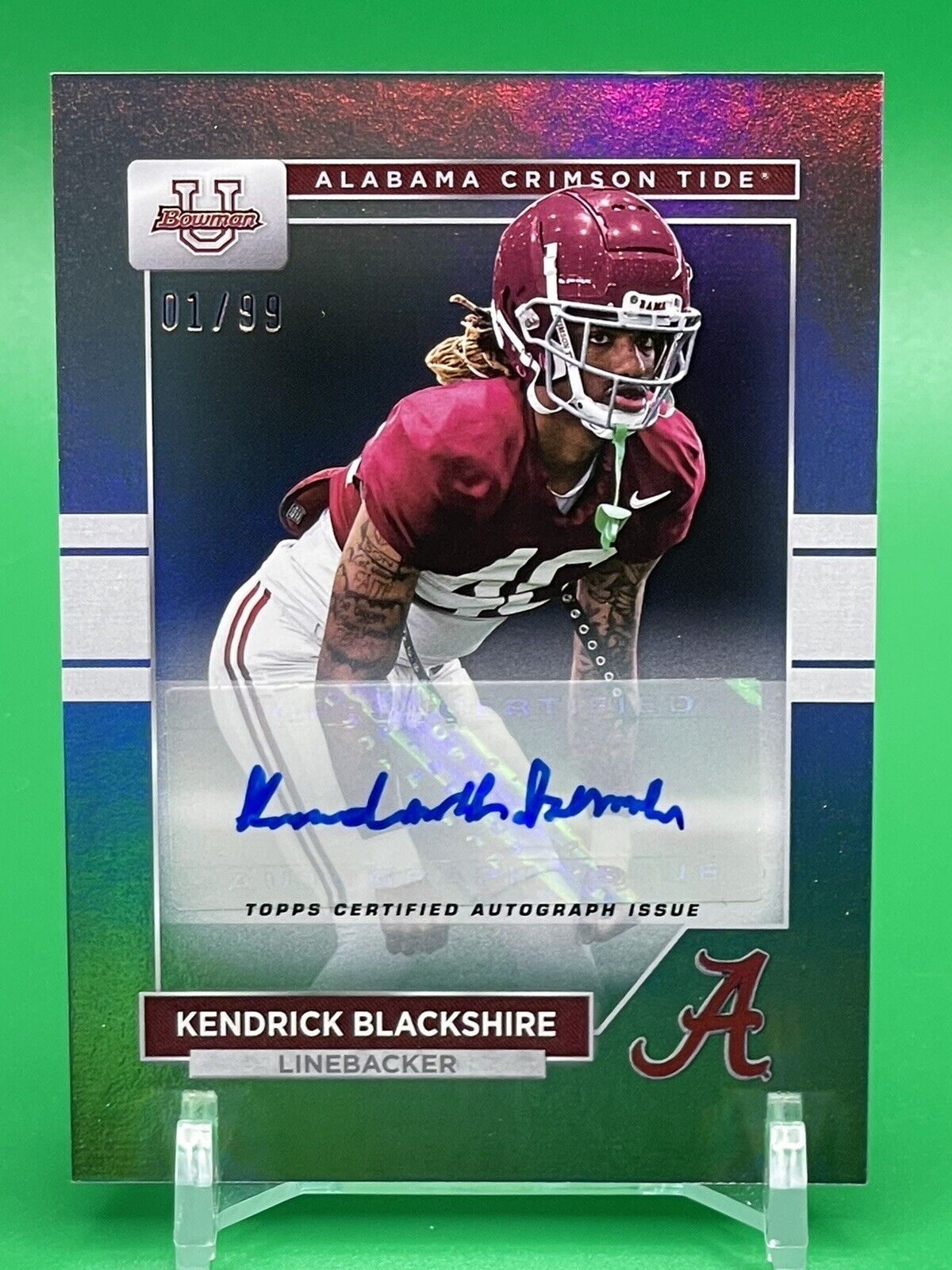 2023 Bowman U Alabama KENDRICK BLACKSHIRE Rainbow Foil Auto 01/99 !