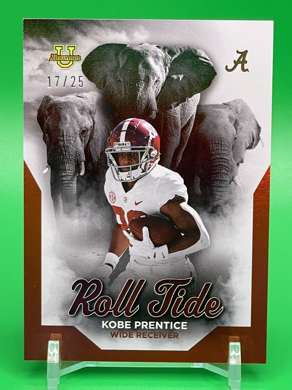 2023 Bowman U Alabama KOBE PRENTICE Orange Foil ROLL TIDE Parallel 17/25