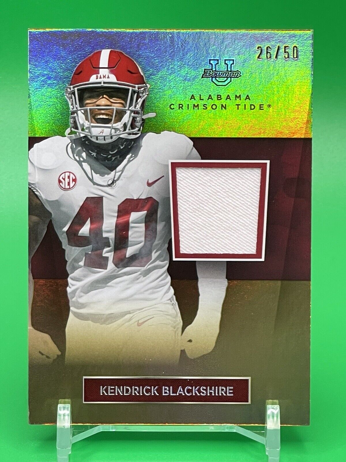 2023 Bowman U Alabama KENDRICK BLACKSHIRE Gold Foil Relic Patch 26/50