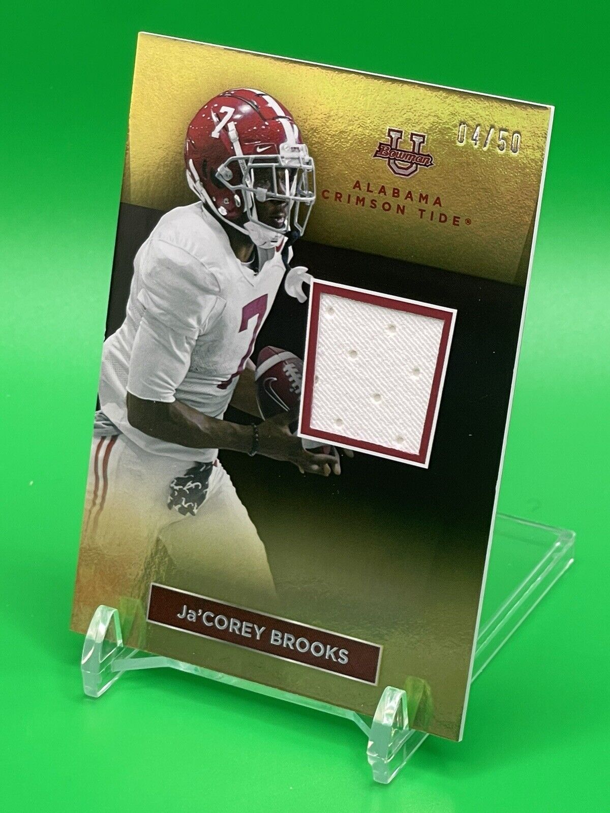 2023 Bowman U Alabama Ja’COREY BROOKS Gold Foil Relic Patch 04/50