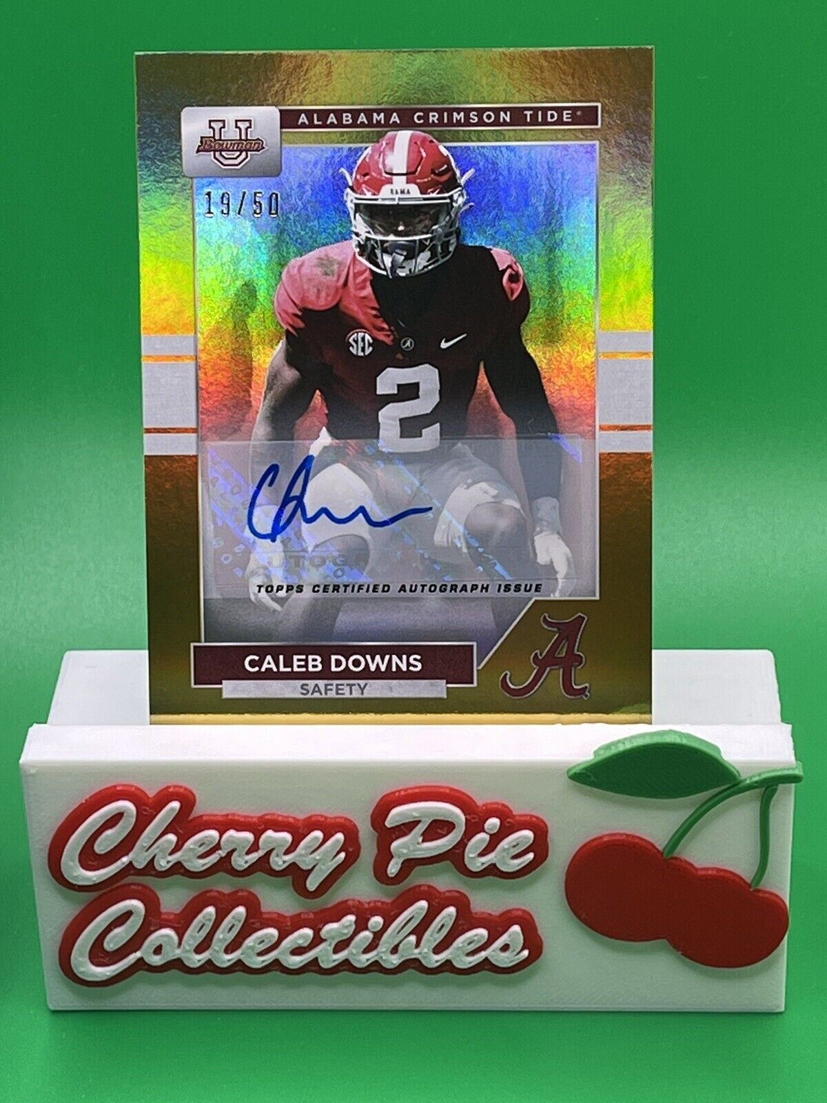 2023 Bowman U Alabama CALEB DOWNS Gold Foil AUTO 19/50 OHIO STATE