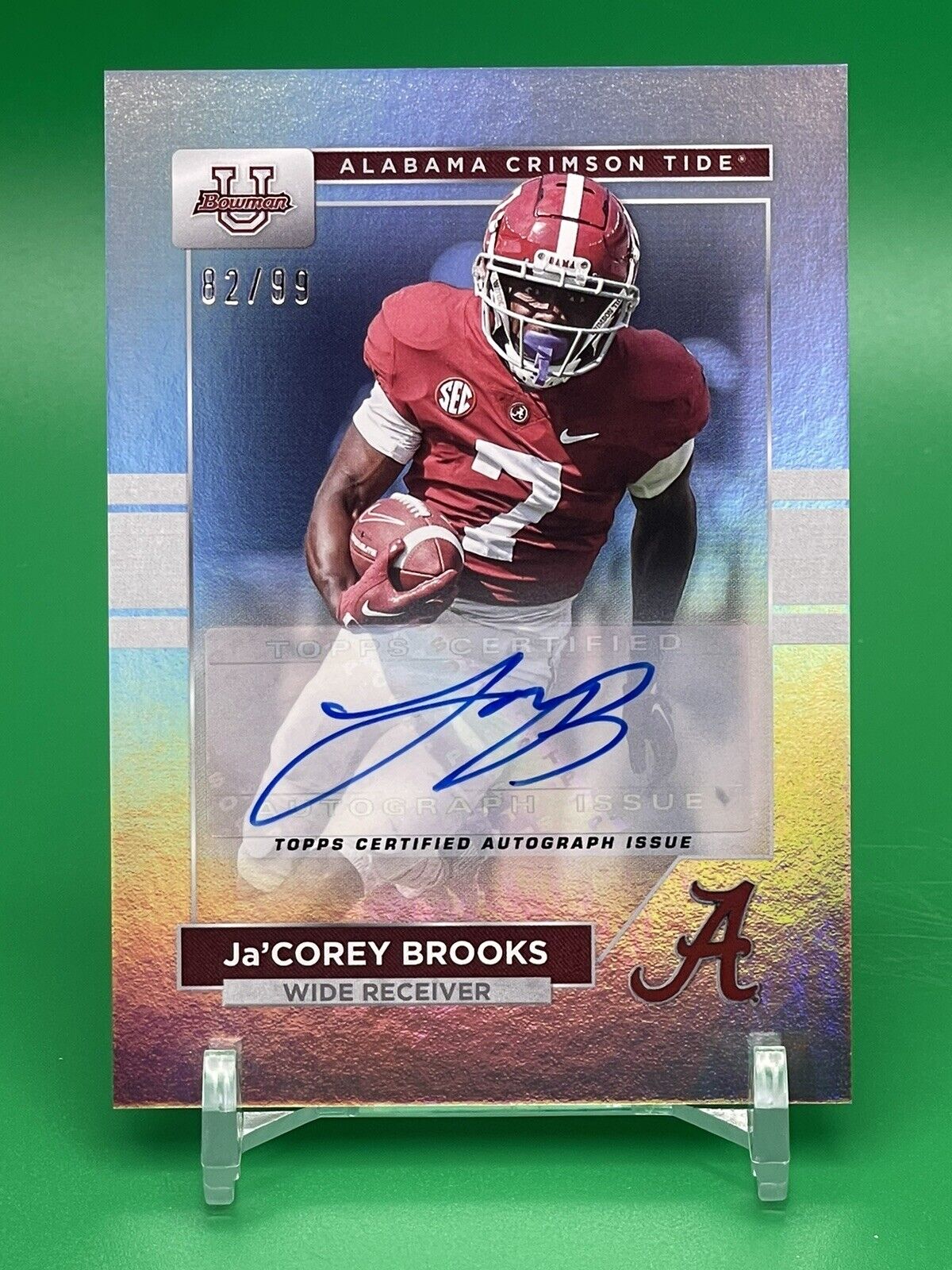 2023 Bowman U Alabama Ja’COREY BROOKS Rainbow Foil Auto 82/99