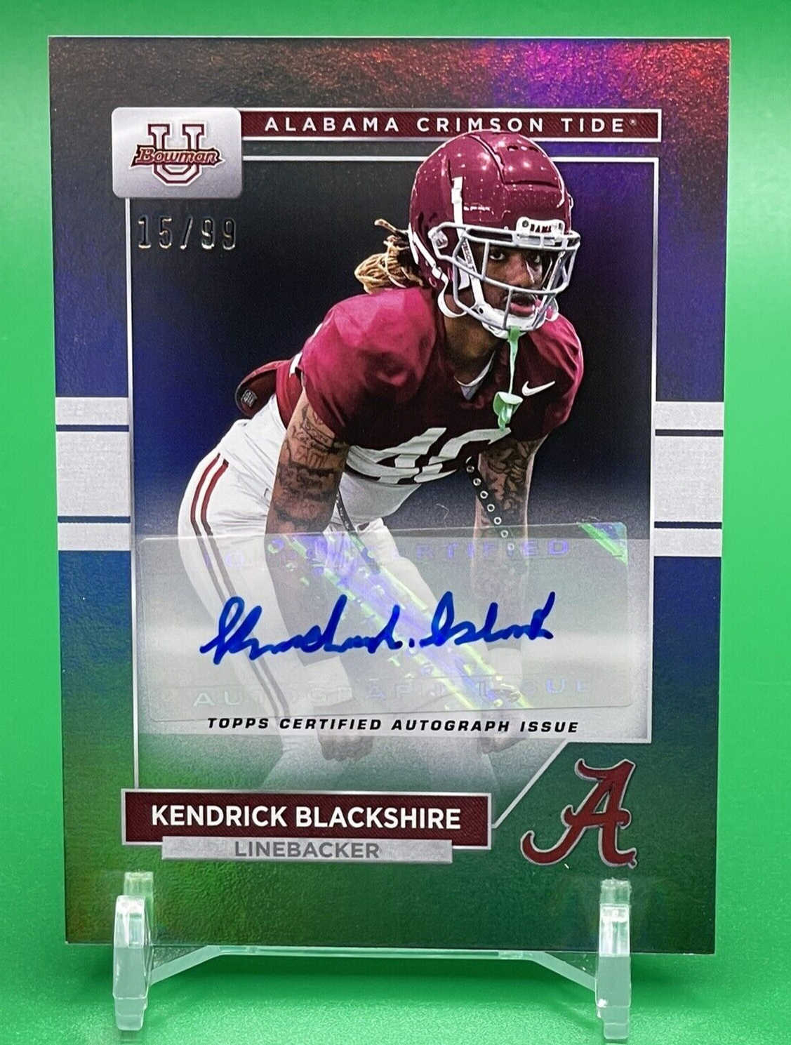 2023 Bowman U Alabama KENDRICK BLACKSHIRE Rainbow Foil Auto 15/99