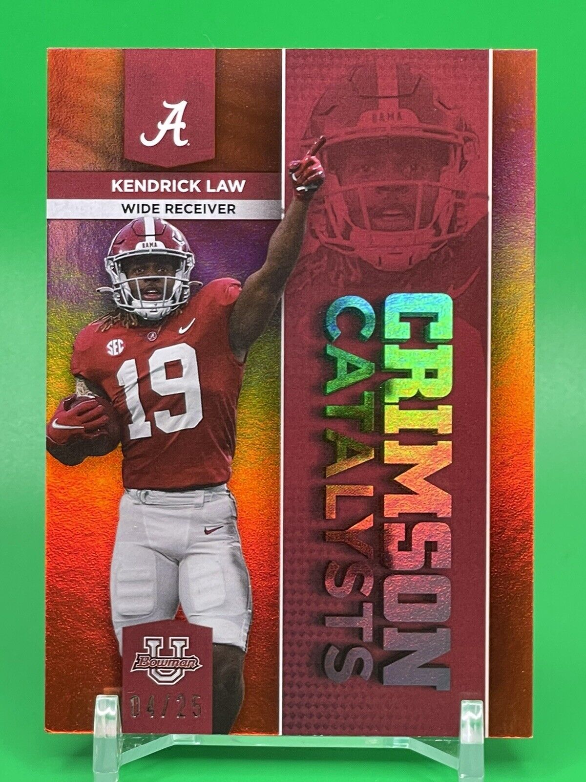 2023 Bowman U Alabama CRIMSON CATALYSTS KENDRICK LAW Orange Foil 04/25