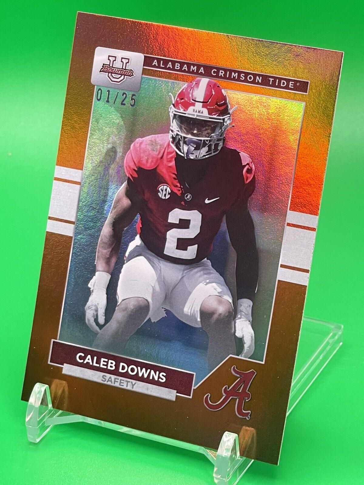 2023 Bowman U Alabama CALEB DOWNS Orange Foil 01/25 1st in Series! OHIO STATE