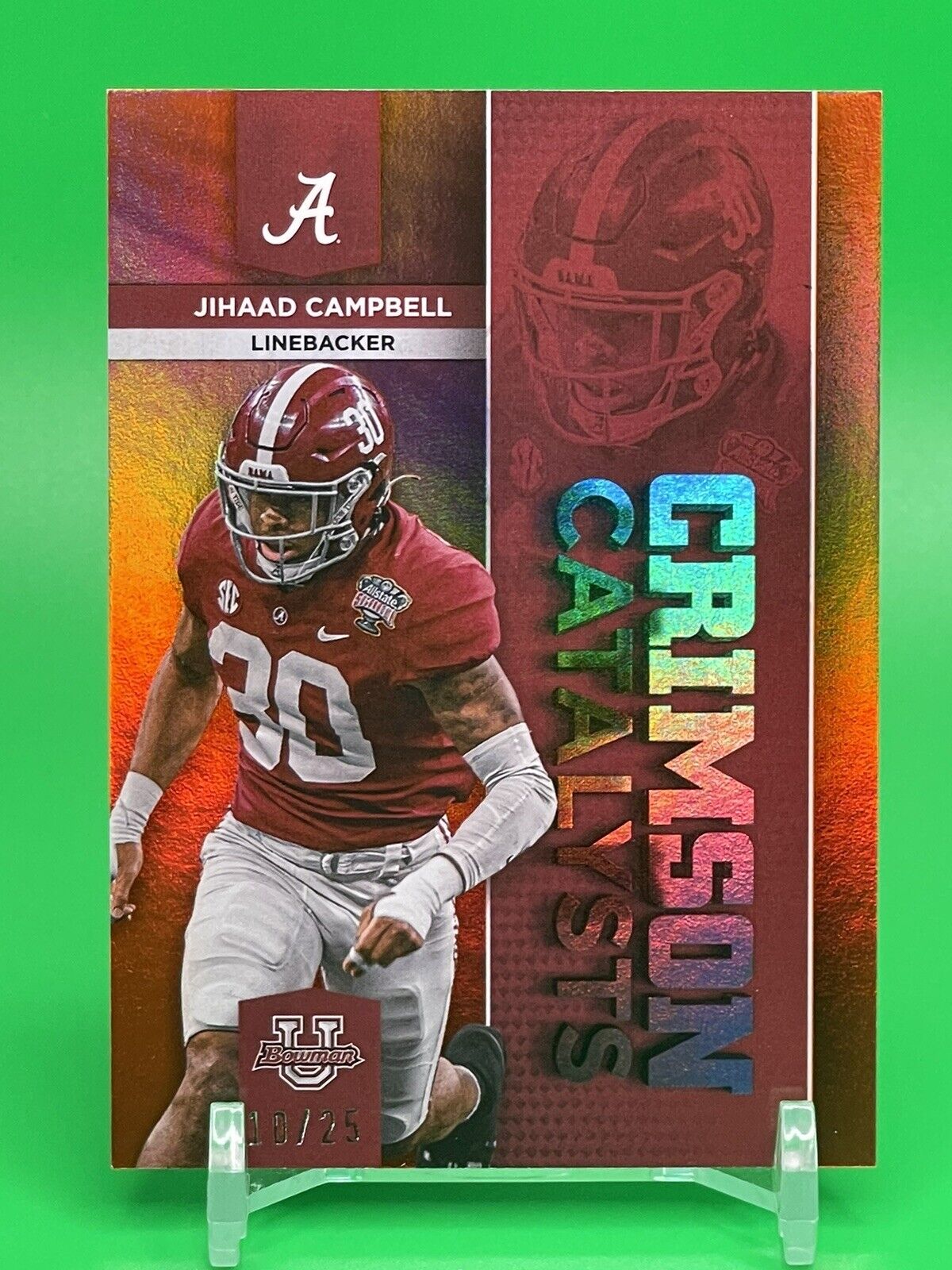 2023 Bowman U Alabama CRIMSON CATALYSTS JIHAAD CAMPBELL Orange Foil 10/25