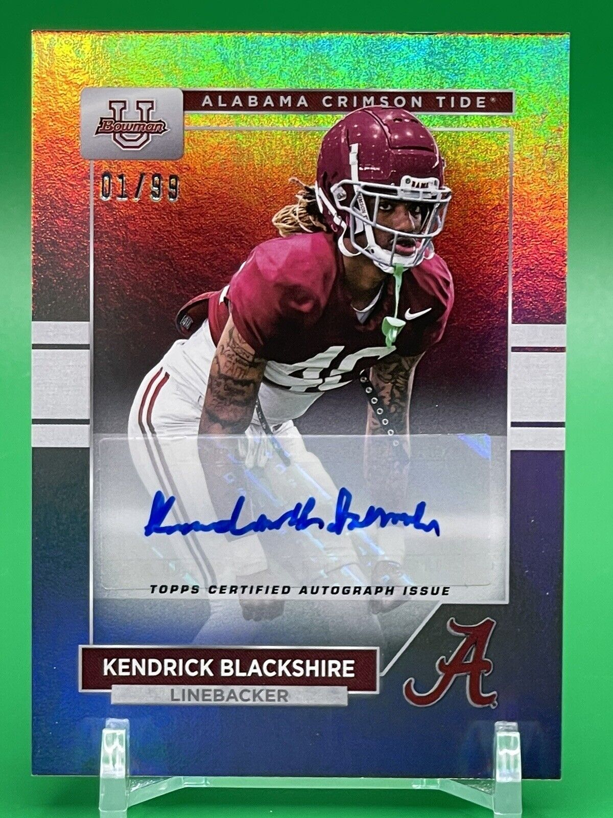 2023 Bowman U Alabama KENDRICK BLACKSHIRE Rainbow Foil Auto 01/99 !