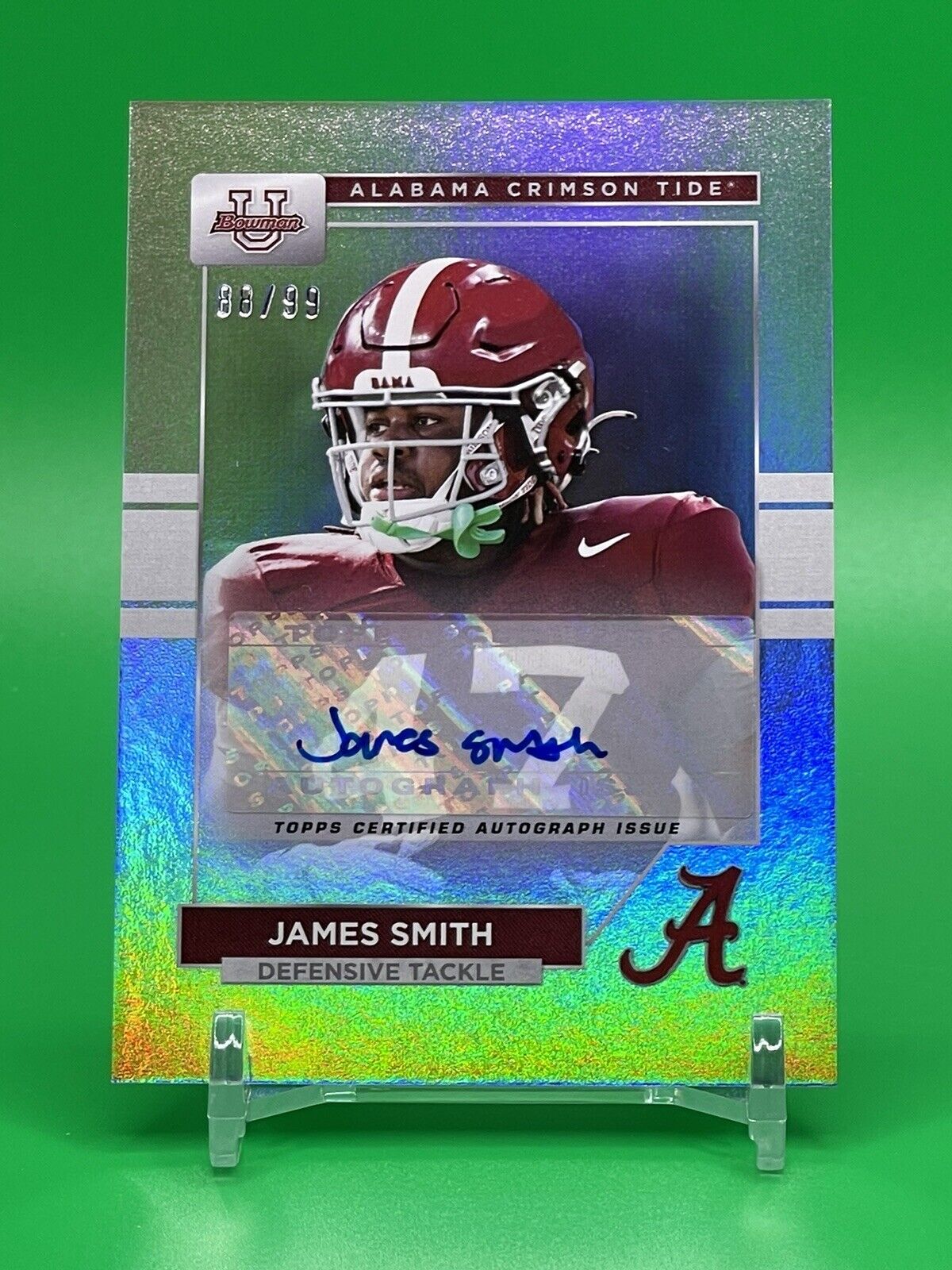 2023 Bowman U Alabama JAMES SMITH Rainbow Foil Auto 88/99