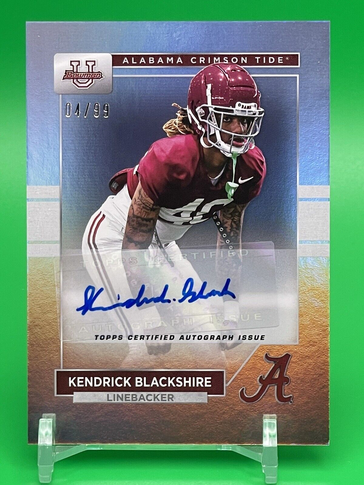 2023 Bowman U Alabama KENDRICK BLACKSHIRE Rainbow Foil Auto 04/99