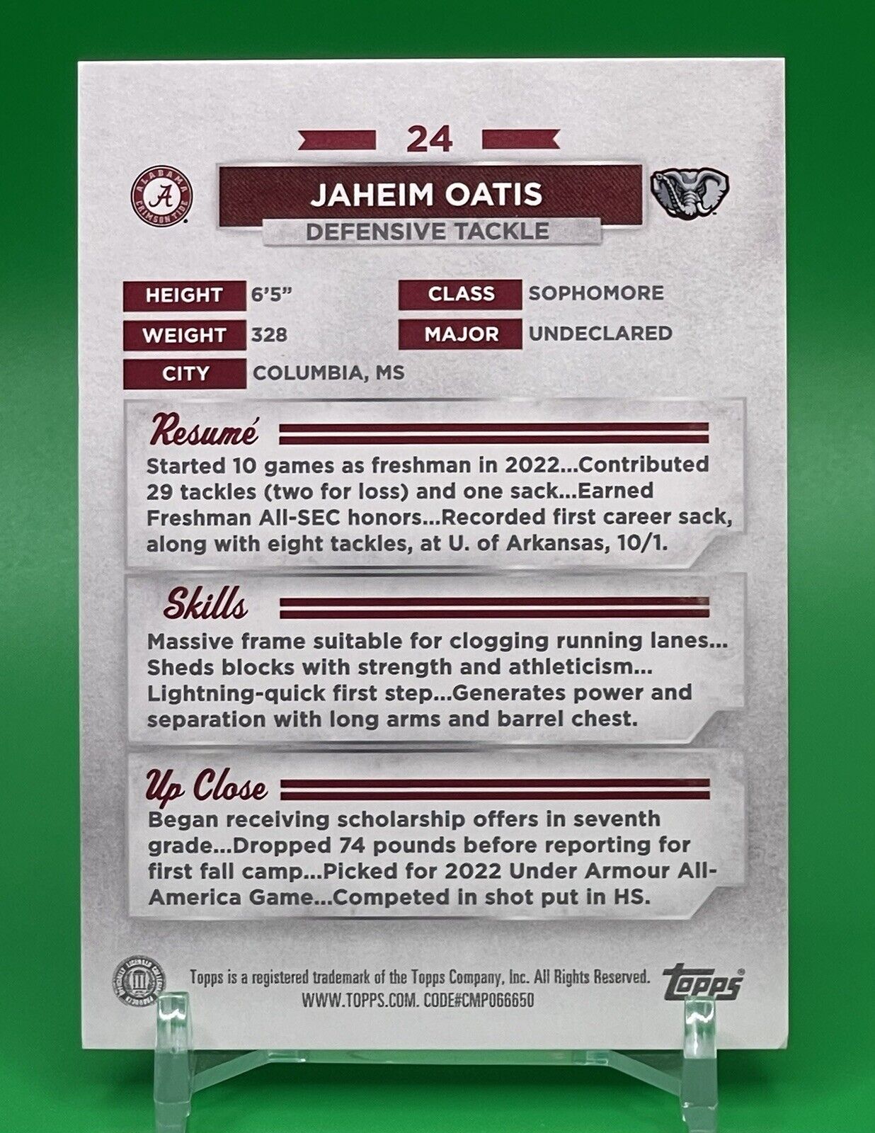 2023 BOWMAN U ALABAMA JAHEIM OATIS FOILFRACTOR 1/1