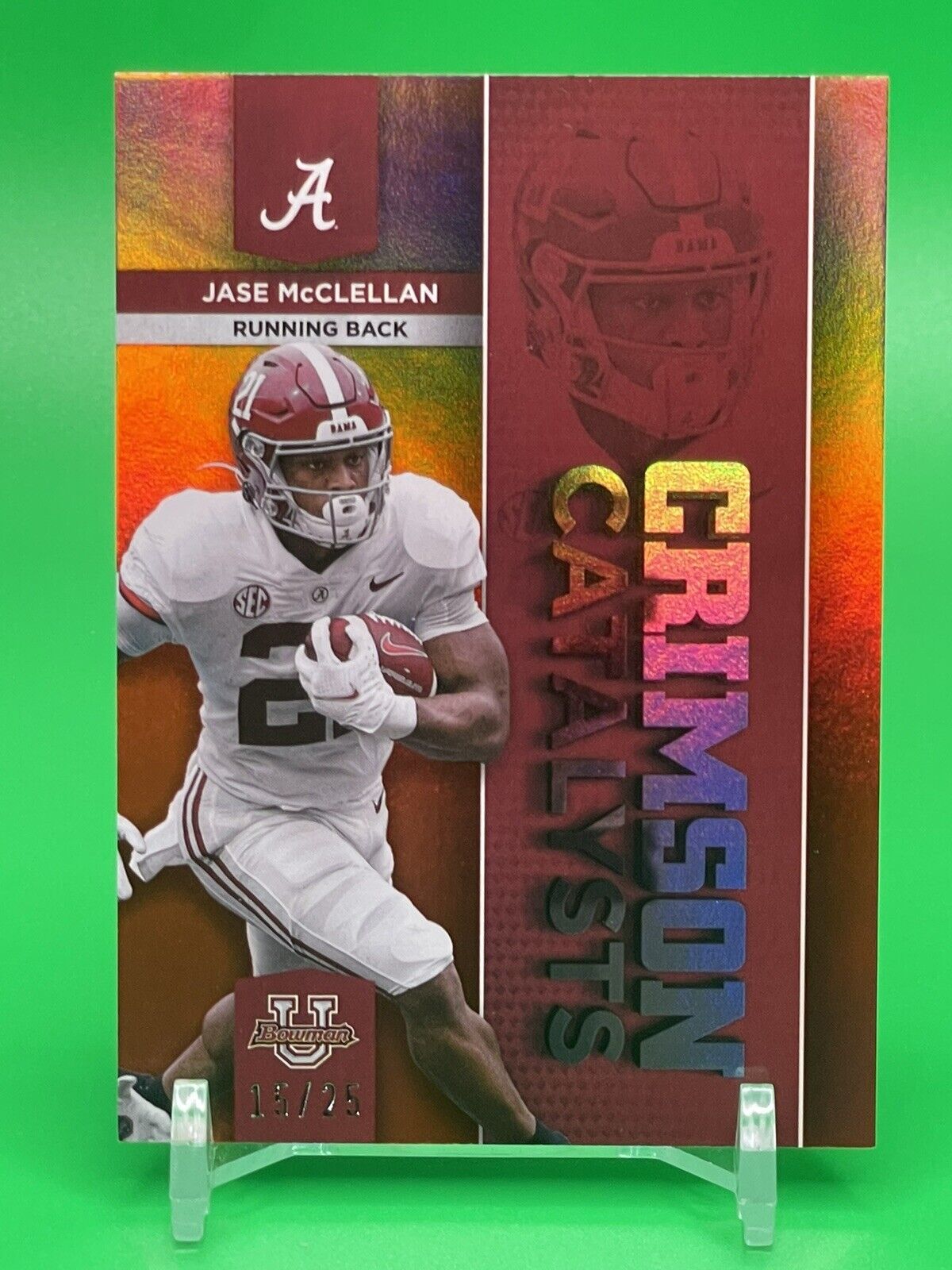 2023 Bowman U Alabama JASE McCLELLAN CRIMSON CATALYSTS Orange Foil /25 FALCONS